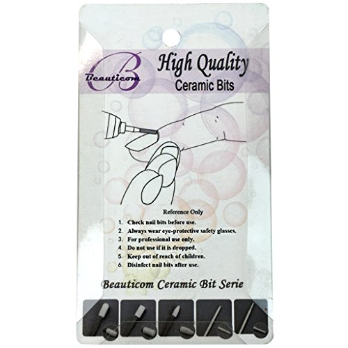 Beauticom Professional USA Ceramic White Round Bit Nail Drill (Grit: MEDIUM) 3/32" Shank Size