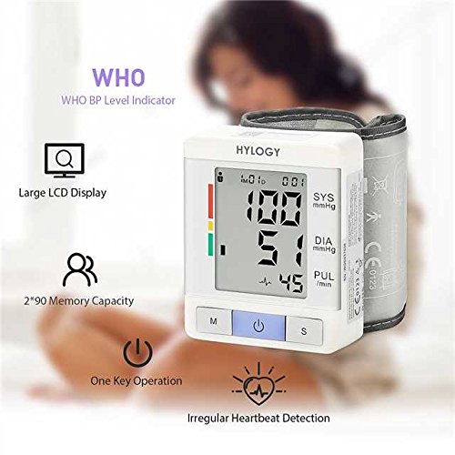 Hylogy Wrist Blood Pressure Monitor Digital Full Automatic Measure Blood Pressure with Heart
