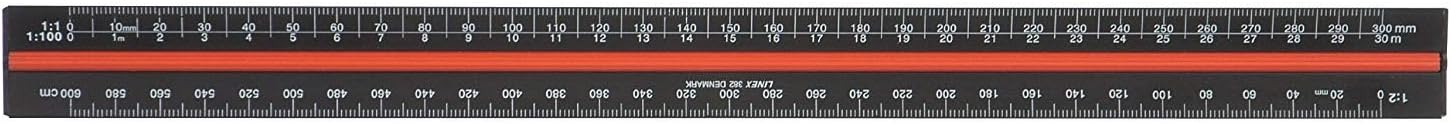 2xScale Ruler Triangular Aluminium Colour-Coded Scales 1-1 to 1-2500