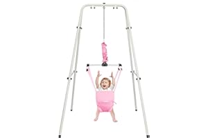 Hapbabe 2 in 1 Baby Jumper with Stand, Baby Walking Harness Function, Premium Spring, for Infant 6-12 Months, Easy to Fold and Storage, Pure Pink