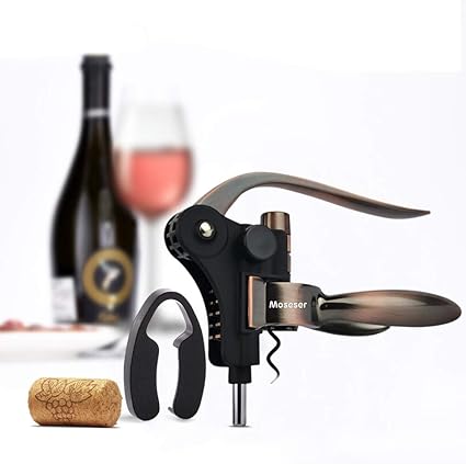Amazon コルク栓抜き ワインオープナーセット 栓抜き ワイン栓抜き ワインアクセサリー ワインオープナー ワインコルクスクリューオープナー レバーコルクオープナー フォイルカッターとエクストラスパイラル 銅 Moseser ワインオープナー