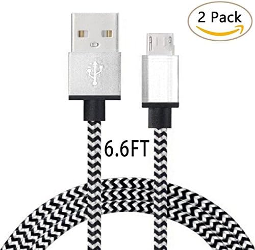 Android Micro Usb Fast Tablet RoseKing Charger Cord EXTRA LONG 6.6 Ft  for Samsung Active Mini; Note II III 2 3 4 5; J3 J5 J7; Tab A E 3 4 7.0 8.0 8.4 9.7 10.1 Pro Kids Pad Lite Nook Alpha Mega Avant Light Exhibit Centura Core Prime Round Ace Nexus Grand Proclaim Mega Brightside / Motorola Droid Razr Maxx Moto G X G5S Plus / LG G2 G3 G4 Q6 / HTC ONE DNA / Nexus 9 Player / Xiaomi Mi Pad; Redmi 1S 3 4X; Note 4 3 / HTC ONE A9 M9