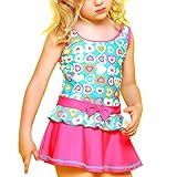 Perfashion Girl's Kids Heart Pattern Pleated Dress One-piece Swimsuit