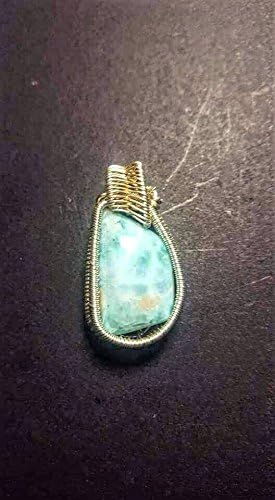 AAA Sky Blue Larimar Sterling Silver Wire Wrapped Pendant. Dominican Republic Authentic Artisan Jewelry.