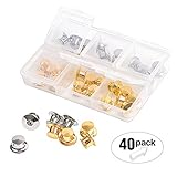 Locking Pin Backs 40 Pieces Metal Locking Clasp Pin Keepers with Storage Box by NATUREBELLE