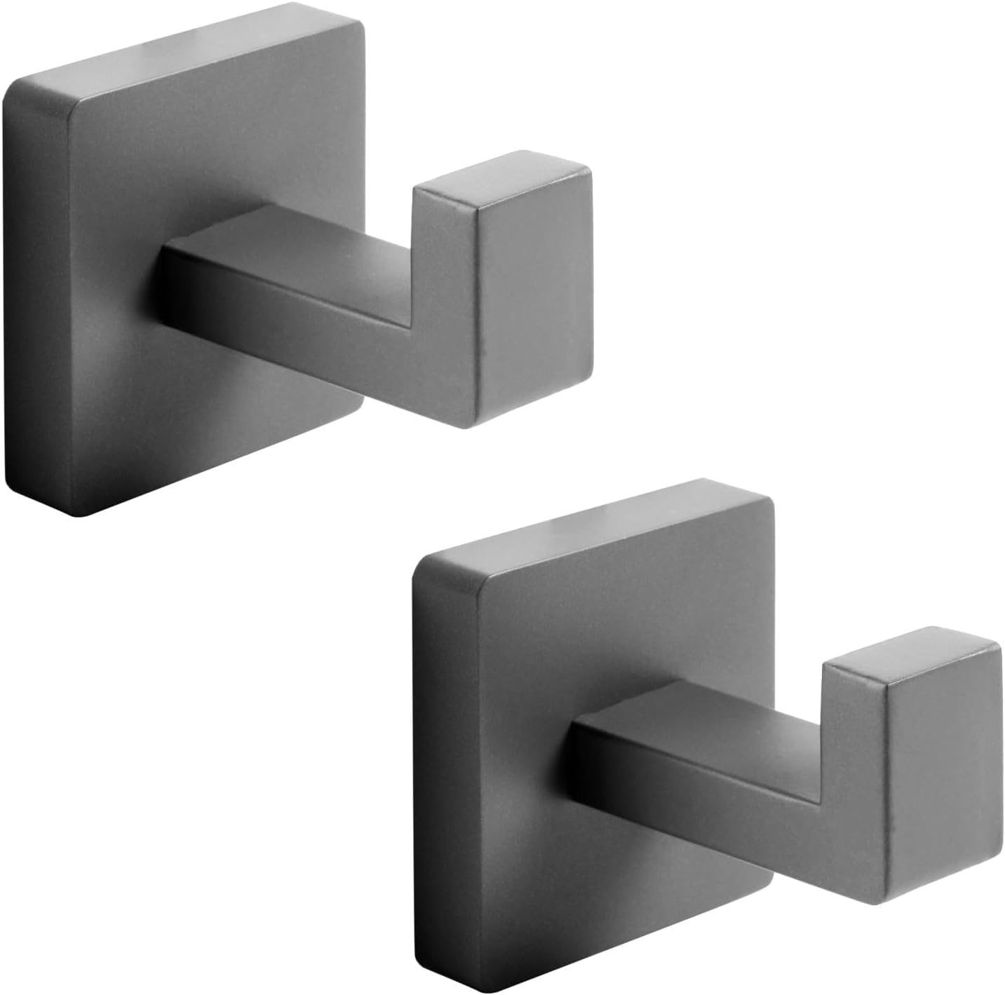 YUET Towel Hooks for Bathrooms Clothes Closet Sponges Robe Hook Screw in Metal Coat Hook for Bathroom Kitchen Hotel Garage Stainless Steel Door Hanger Wall Mounted 2 Pack, Finish (Grey)