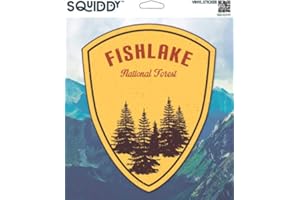 Squiddy Fishlake National Forest Hiking Camping - Vinyl Sticker Decal for Phone, Laptop, Water Bottle (3" high)
