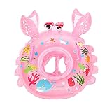 UClever Baby Inflatable Pool Float Infant Crab Seat Boat Swim Ring with Handles (Pink)