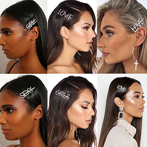 image for YMHPRIDE 18 Pcs Rhinestone Letter Hair Clips Sparkly Star Hair Pins Cr