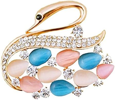 Diamond and Pearl Swan Pin Saree Pins Blazer Costume Brooches