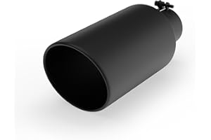 Richeer 4 to 7 inch Exhaust Tip, 4" Inlet 7” Outlet 15” Overall Length Stainless Steel Exhaust Tip Black Powder Coated Finish Universal for Vehicles with 4" O.D. Exhaust Tailpipe, Rolled Edge, Bolt on