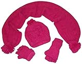 N'Ice Caps Big Girls Bulky Cable Knit Hat/Scarf/Converter Glove Set