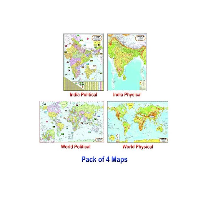 Buy India & World Political Map & Physical Map NON LAMINATED PAPER