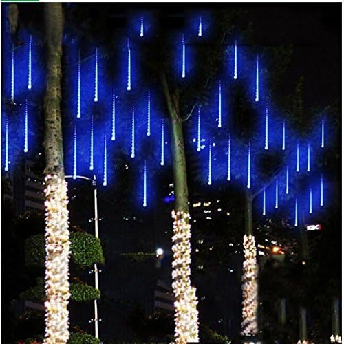 LED Falling Rain Lights with 30cm 8 Tube 144 LEDs, Meteor Shower Light, Falling Rain Drop Christmas Lights, Icicle String Lights for Holiday Party Wedding Christmas Tree Decoration.