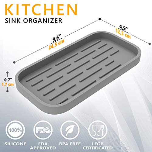 image for ZAPPOWARE Kitchen Sink Organizer Caddy | Silicone Sponge Holder - Stor