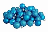 96ct Shatterproof Turquoise Blue 4-Finish Christmas Ball Ornaments 1.5