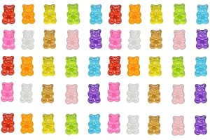 Lot de 50 breloques décoratives en résine pour petits ours de couleurs mélangées