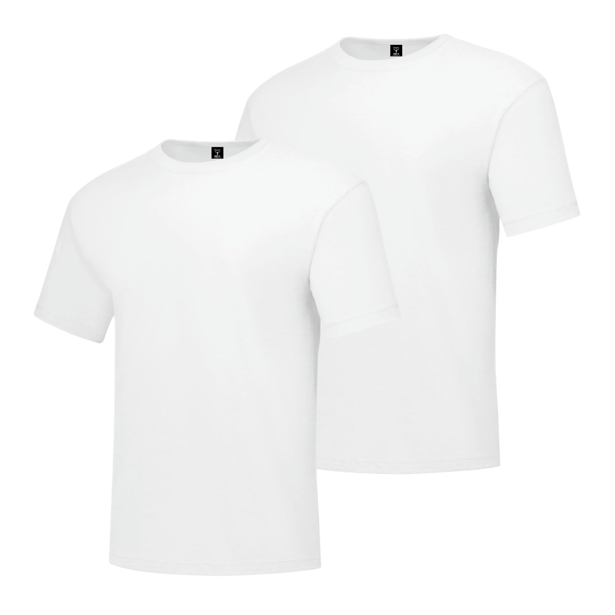 Photo 1 of Hanes Mens Beefyt T-shirt, Heavyweight Cotton Crewneck Tee, 1 Or 2 Pack, Available In Tall Sizes Fashion-t-shirts, White - 2 Pack, Large US