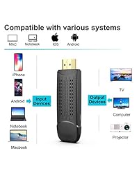 [2019 Update] Wireless Display Dongle Support Wireless and Wired 2 in 1 Display Receiver for TV Projector 1080P HDMI Miracast Dongle Compatible for Android iOS Smartphone,Tablet,iPhone,iPad,Laptop