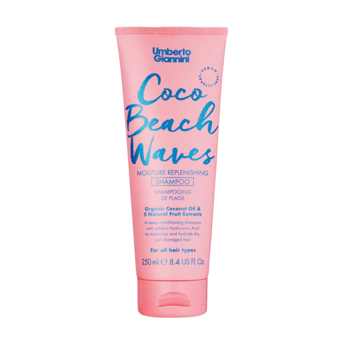 Umberto Giannini Coco Beach Waves Nourishing Shampoo for Dry and Sun Damaged Hair - Infused with Coconut Oil & Vitamin E 250ml