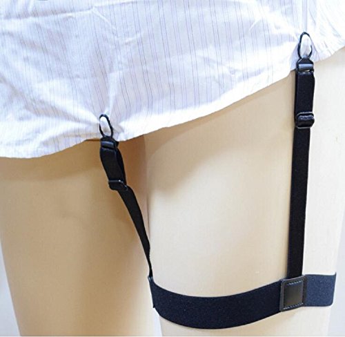 Buyless Fashion Men's Adjustable Thigh Shirt Stay Garter With Plastic Clamps