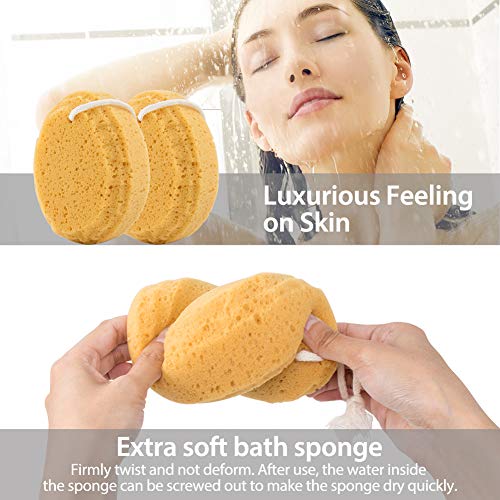 BAIMEI Bath Sponge, Soft Shower Sponge, Loofahs Pouf Gentle Cleaning Body Luffa Sponge (2pcs) - Thumbnail 5
