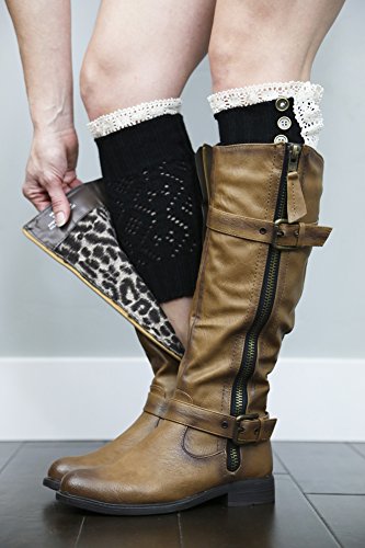 Boot Cuffs Vintage 3 Button Style Women's Boutique Socks Brand by Modern Boho Black