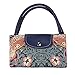 Signare Tapestry Foldable Tote Bag Reusable Shopping Bag Grocery Bag with Floral William Morris Strawberry Thief Blue Design (FDAW-STBL)