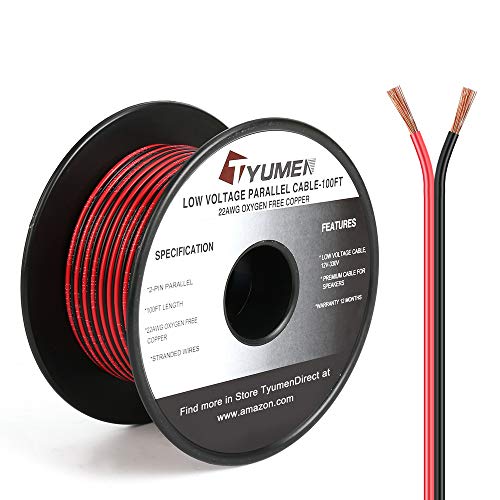TYUMEN 100FT 22 Gauge 2pin 2 Color Red Black Cable Hookup Electrical Wire LED Strips Extension Wire, 22AWG OFC 12V/24V DC Extension Cable Wire Cord for Led Strips Single Color 3528 5050 - Thumbnail 6