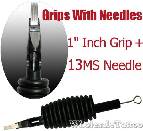 Tattoo Rubber Disposable Tubes Grips with Needles 13 Magnum Shader - 5pcs