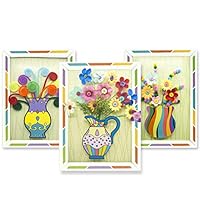 Senbos Artificial Flower Plant Fake Flower Home Office Classroom Decoration Parent-Child Interaction DIY Handmade Art Flower Arrangement Decals Home Decoration Materials with Fake Flower Vase