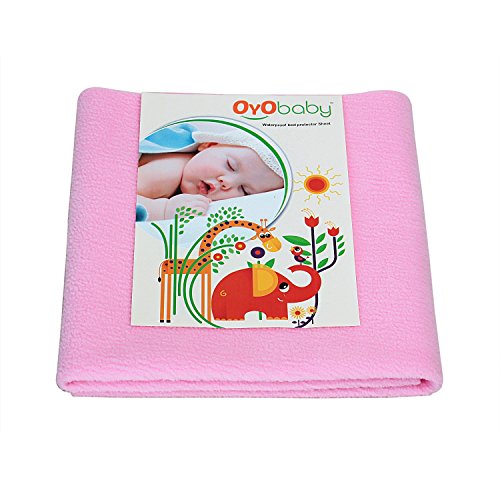 OYO BABY -100% Waterproof Mattress Protector/16 Cups Water Absorbency/Hypoallergenic/Anti-slip/Crib Sheets/Pads/Absorbent Sheet/Diaper changing pad cover/ mat (Large - ( 140cm X 100cm), Pink)