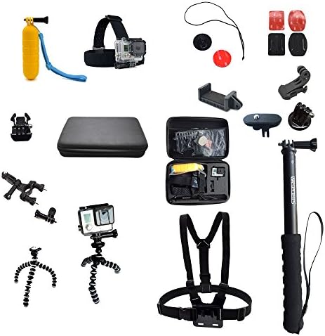 WA SPORTS, 14-in-1 Basic Common Outdoor Sports Kit for All Gopro Hero4 Silver Black Hero 4 3+ 3 2，11-37.2" Extendable Pole Telescoping Handheld-good for action camera and all smartphone