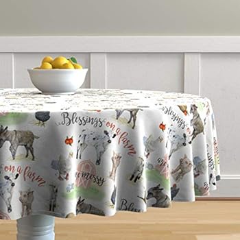 Amazon Com Roostery Round Tablecloth Rustic Chickens Country
