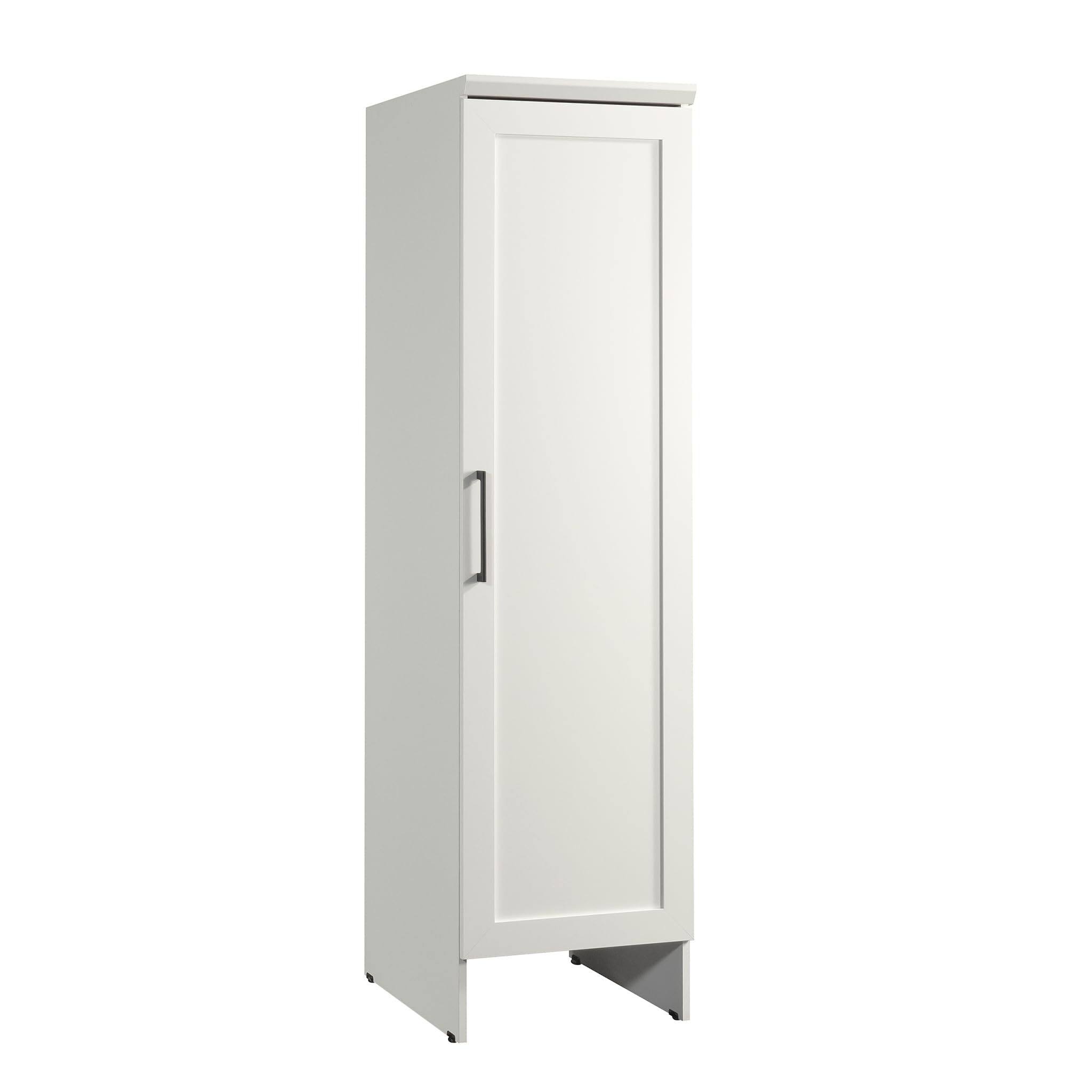 Photo 1 of Sauder Homeplus Robot Vacuum Kitchen Pantry Storage Cabinet, Single Door with Adjustable Shelves, Laundry Organizer, in Soft White