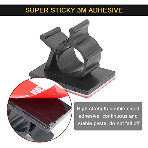 JIRVY Adjustable Cable Tie Clips 3M Adhesive Wire Clips Nylon Wire Clamps 50 Pack (Black)