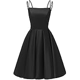 Tianzhihe Satin Homecoming Dresses for Teens 2026 Spaghetti Straps A-line Square Neck Short Prom Dresses with Pockets