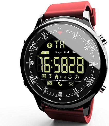 LOKMAT Sports Digital Smart Watch Women Men Waterproof Bluetooth Smart Wrist Watch, Smartwatch with Walking Calories,Remote Camera, Call/SNS/SMS Reminder for iOS and Android (Red-Band)