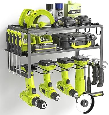 Organizador de herramientas eléctricas, soporte para herramientas de taladro eléctrico, estante de herramientas resistente, estante de herramientas de 3 capas, soporte de taladro inalámbrico,