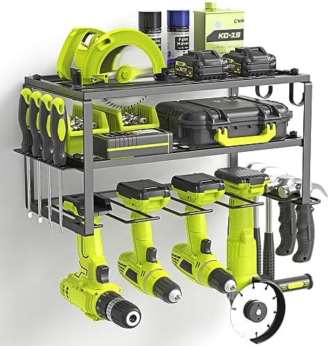 Organizador de herramientas eléctricas, soporte para herramientas de taladro eléctrico, estante de herramientas resistente, estante de herramientas de 3 capas, soporte de taladro inalámbrico,