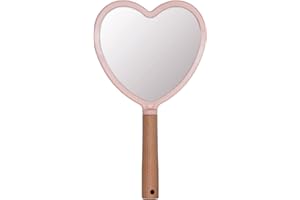 Eaoundm Hand Held Mirror for Makeup, Small Wood Hand Mirror Portable Travel Vanity Mirror for Men&Women 5.5W x 9.2L inch