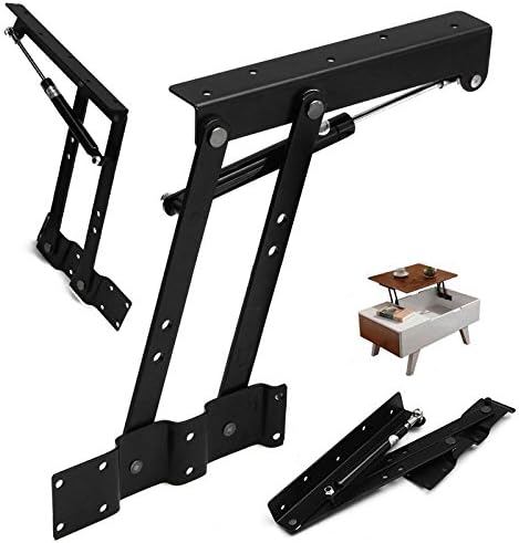 1 Pair Coffee Table Spring Hinge with Pneumatic Lift Mechanism for Coffee Table, Black