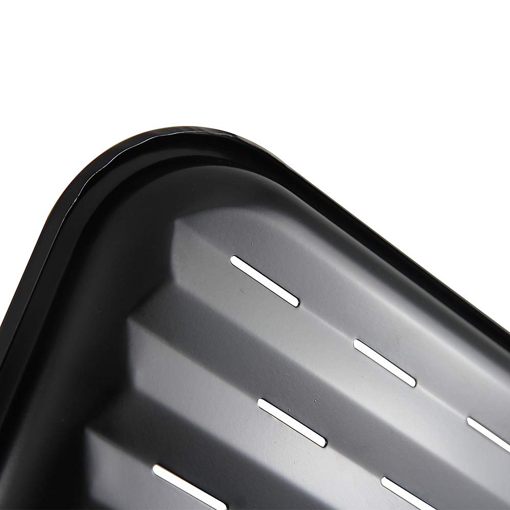 MZCH 2 Pack Non-stick Cookie Sheet,Rectangular Baking Pan Tray Sheet,Roasting Pan Rectangular Cookware Grill for Meat Beef Vegetables,Black,13.4\