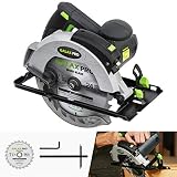 Circular Saw, 12A 5500RPM Electric Saw GALAX PRO Corded Circular Saw with 7-1/4" Circular Saw Blade & Laser Guide Max Cutting Depth 2.45" (90°), 1.81" (45°) for Wood and Log Cutting_GPL12367