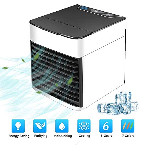 MKYUHP Air Cooler, Portable Air Conditioner Fan with Air Cooler, Humidifier, Purifier, USB Mini Personal Space Cooler Desktop Fan for Office Household Outdoors