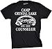 Crazy Dog Mens T Shirt Camp Crystal Lake 1980 Spooky Halloween Horror Slasher Movie Tee Funny Camping Tshirt Vintage Shirt for Retro 80s Movie Fans Black M