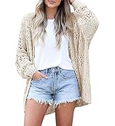 BYSCHAGRL Womens Crochet Cardigan Boho Open Front Lightweight Oversized Long Sleeve Knit Sweater