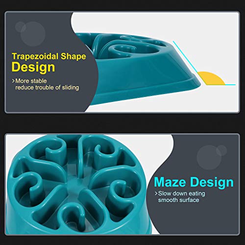 KASBAH Slow Feeder Dog Bowl for Large Dogs, Anti-Gulping Dog Food Bowls Non-Toxic Eco Friendly Maze Dog Bowl for Big Dogs, Blue