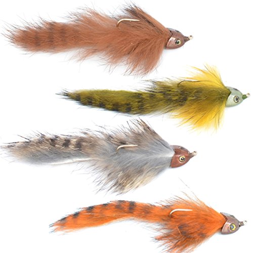 The Fly Fishing Place Fish Skull Skulpin Bunny Trout and Bass Sculpin Fly Fishing Flies Collection - 4 Colors - Hook Size 4