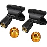 LGEGE Microphone Clips for Stands,Universal Wireless Mic Clip Holder with 5/8 to 3/8 Microphone Adapter,Knob Adjustable 180 DegreeS (U 2Pcs) (W214)
